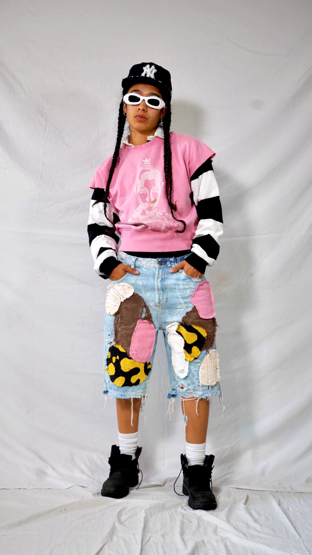 '1 of 1' Distressed Patchwork Jorts