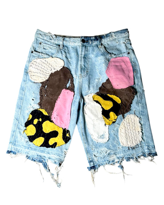 '1 of 1' Distressed Patchwork Jorts